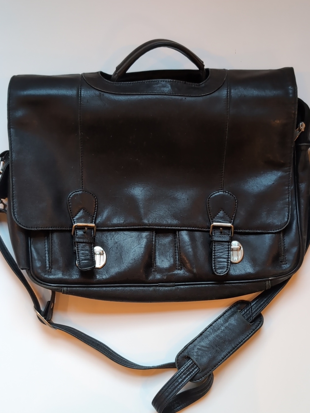 Soft Black Leather Laptop Bag